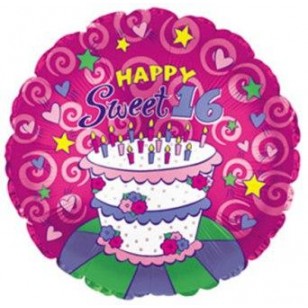 Happy Sweet 16 Birthday Cake Balloon
